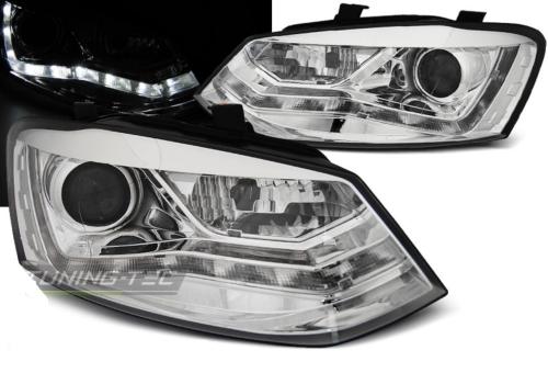 Paire de feux phares VW Polo 6R 09-14 Daylight led chrome