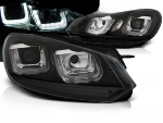 Paire de feux phares VW Golf 6 de 2008 a 2012 led U-type DRL noir liner noir