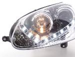 Paire de feux phares Daylight DRL Led VW Golf 5 de 03-08 chrome