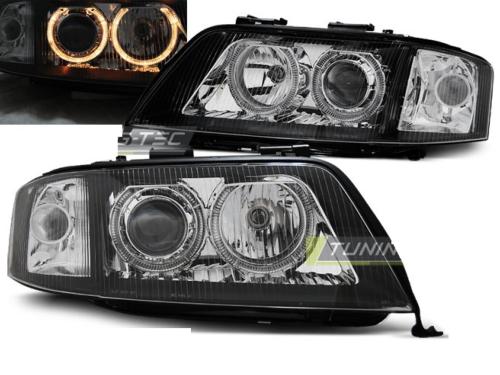 Paire de feux phares avant Audi A6 01-04 angel eyes noir