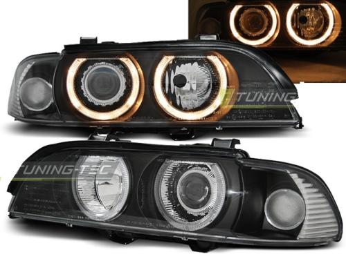 Paire de feux phares BMW serie 5 E39 95-00 xenon angel eyes noir