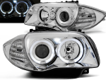 Paire de feux phares BMW serie 1 E87/E81 de 2004 a 2011 angel eyes chrome