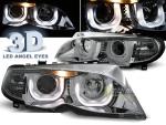 Paire de phares BMW serie 3 E46 Berline 01-05 angel eyes 3D chrome