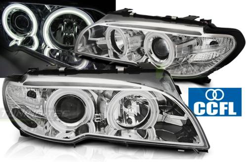 Paire de phares BMW serie 3 E46 Coupe 03-06 angel eyes CCFL chrome