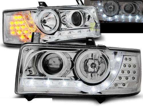 Paire de feux phares VW T4 Transporter 90-03 Daylight led chrome