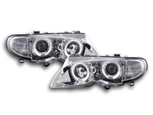 Paire de feux phares Angel Eyes BMW Serie 3 E46 Berline de 02 a 05 chrome