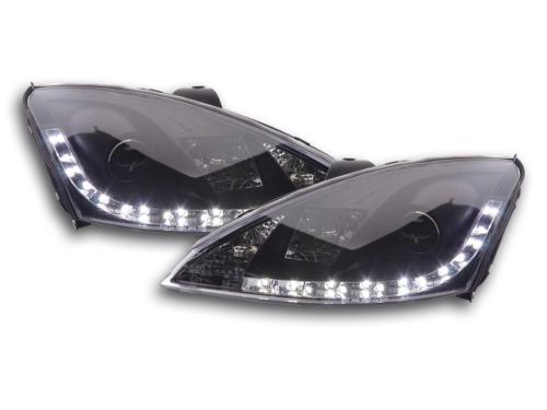 Paire de feux phares Daylight Led Ford Focus de 98-01 Noir