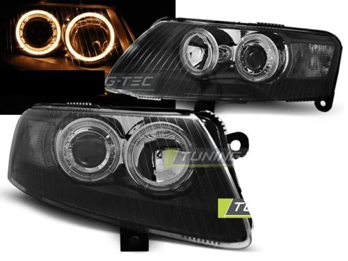 Paire de feux phares avant Audi A6 C6 04-08 angel eyes noir