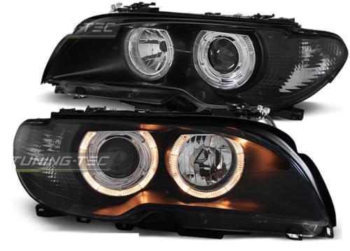 Paire de phares BMW serie 3 E46 Coupe 03-06 angel eyes noir