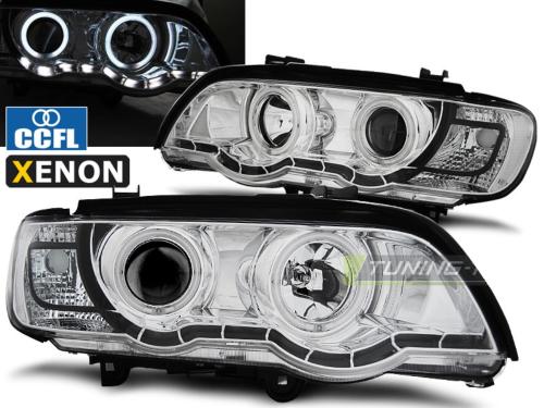 Paire de feux phares BMW X5 E53 99-03 angel eyes CCFL Xenon Chrome