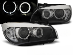 Paire de feux phares BMW X1 E84 de 2009 a 2012 angel eyes led noir