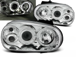 Paire de feux phares VW Golf 4 de 1997 a 2003 angel eyes chrome