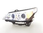 Paire de feux phares Xenon Angel Eyes Led BMW Serie 5 E60/E61 de 05 a 08 Chrome