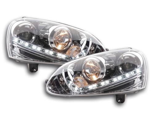 Paire de feux phares Daylight led DRL VW Golf 5 de 2003 a 2008 chrome