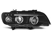 Paire de feux phares avant BMW X5 E53 de 1999 a 2003 angel eyes noir