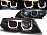 Paire de phares BMW serie 3 E46 Berline de 2001 a 2005 angel eyes LED noir