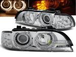 Paire de feux phares BMW serie 5 E39 95-03 angel eyes chrome