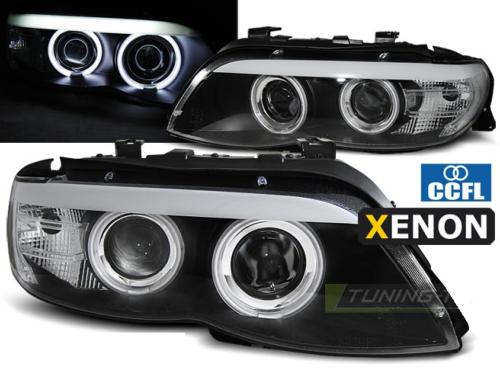 Paire de feux phares BMW X5 E53 03-06 angel eyes CCFL Xenon noir