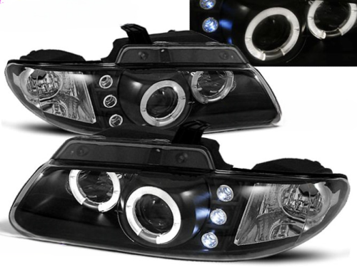 Paire de feux phares Chrysler Voyager de 1996 a 02/2001 angel eyes noir