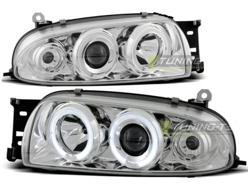 Paire de feux phares Ford Fiesta MK4 95-99 angel eyes chrome