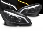 Paire de Phares Mercedes W204 de 2011 a 2014 LED LTI DRL Dynamique Noir Brillant