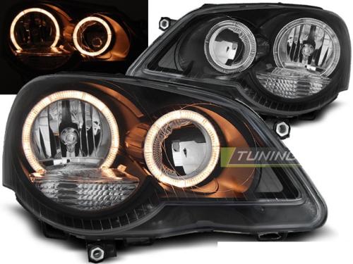 Paire de feux phares VW Polo 9N3 05-09 angel eyes noir