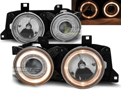 Paire de feux phares BMW E32 / E34 angel eyes chrome