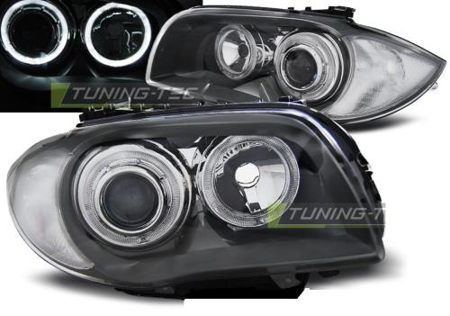 Paire de feux phares BMW serie 1 E87 / E81 04-11 angel eyes gris