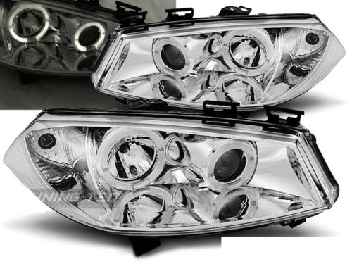 Paire de feux phares Renault Megane 02-05 angel eyes chrome