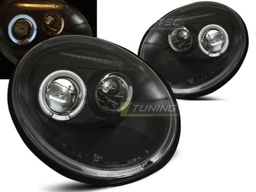 Paire de feux phares VW New Beetle 98-05 angel eyes noir