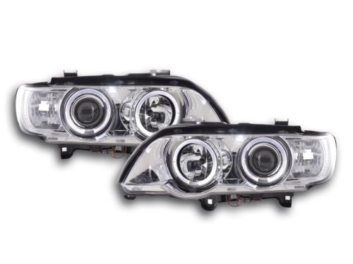 Paire de feux phares Angel Eyes BMW X5 E53 de 98 a 02 chrome