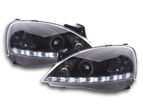 Paire de feux phares Daylight Led DRL Opel Corsa C 01-06 Noir