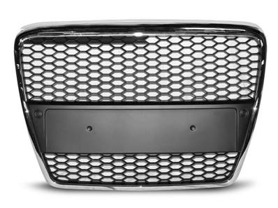 Grille de calandre pour Audi A6 C6 2004 a 2008 look Sport chrome noir