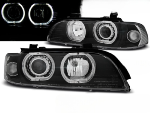 Paire de feux phares BMW serie 5 E39 de 1995 a 2000 angel eyes led noir