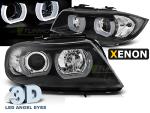 Paire de feux phares BMW serie 3 E90 / E91 05-08 xenon angel eyes led 3D noir