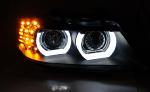 Paire feux phares BMW E90/E91 09-11 Xenon Angel Eyes Led DRL Noir