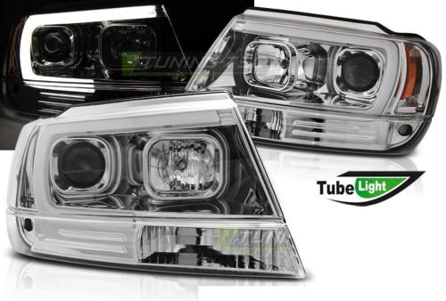 Paire de feux phares Jeep Grand Cherokee 99-05 LED LTI chrome