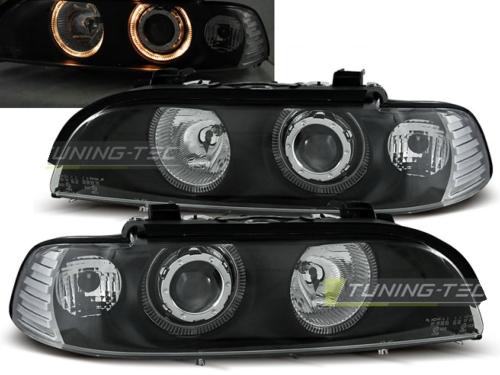 Paire de feux phares BMW serie 5 E39 95-00 angel eyes noir