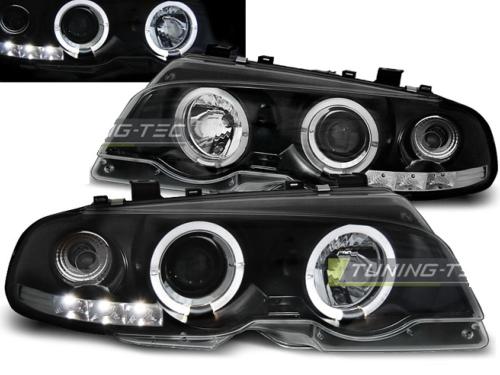 Paire de phares BMW serie 3 E46 Coupe 99-03 angel eyes noir