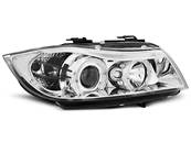 Paire de feux phares BMW serie 3 E90 / E91 05-08 angel eyes chrome