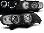 Paire de feux phares BMW X5 E53 de 1999 a 2003 angel eyes led noir