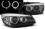 Paire de feux phares BMW X1 E84 09-12 angel eyes led noir