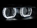 Paire de feux phares BMW serie 3 E92 / E93 de 2006 a 2010 angel eyes LED 3D DRL noir