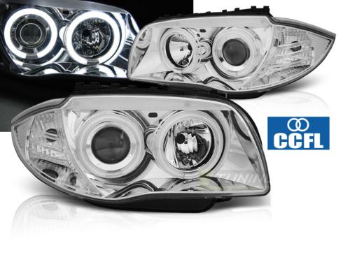 Paire feux phares BMW E81/E82/E87/E88 04-11 Angel Eyes CCFL Chrome