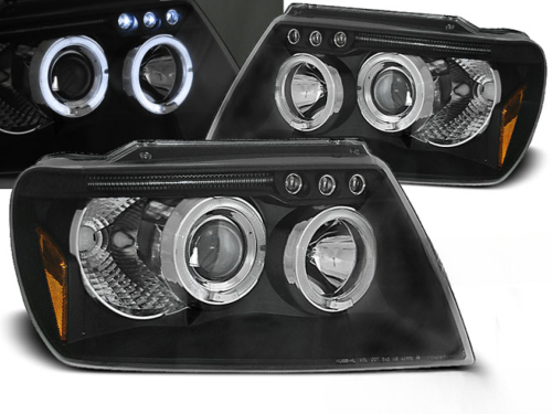 Paire de feux phares Jeep Grand Cherokee de 1999 a 2005 angel eyes noir