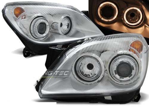 Paire de feux phares Opel Astra H 04-09 angel eyes chrome