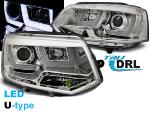 Paire de feux phares VW T5 10-15 U-Type DRL led chrome