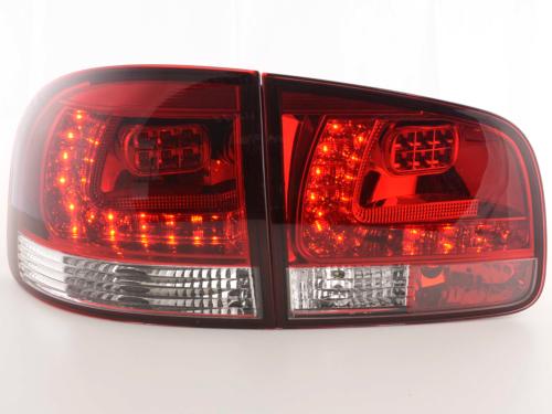 Paire feux arrière VW Touareg 7L 2003 a 2009 Rouge Chrome Led