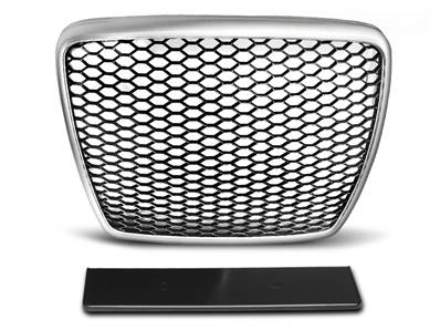 Grille de calandre pour Audi A6 C6 2009 a 2011 look Sport argent noir