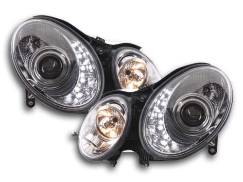 Paire de feux phares Daylight led Mercedes Classe E W211 02-06 Chrome